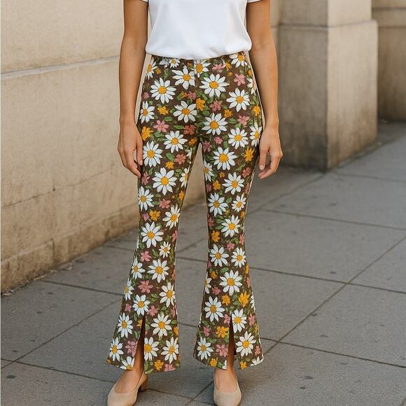 Hollister Pants - HOLLISTER Women’s XS Brown Floral Daisy 70’s Stretchy Ultra High Rise Pant